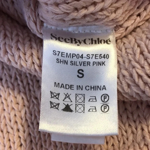 See By Chloé Silver Pink Knit Sweater Women’s S V-Neck Pullover - Picture 7 of 9